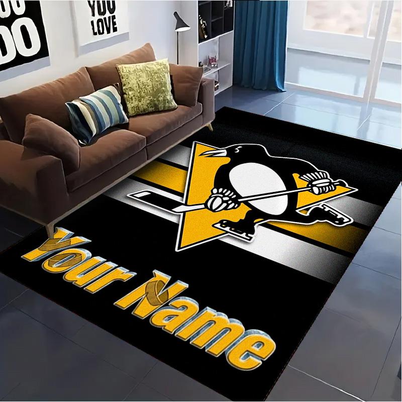 Name Custom Pittsburgh Penguins Carpet Rug for Living Room Bedroom Home Sofa Decoration,Kids play Non-slip Floor Mat