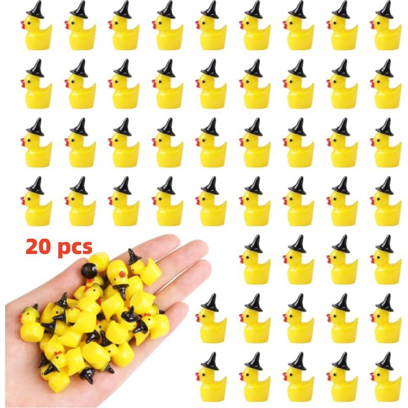 Mini Resin Duck Tiny Ducks Witch Hat Miniature for Craft Dollhouse Fairy Garden Home Decoration