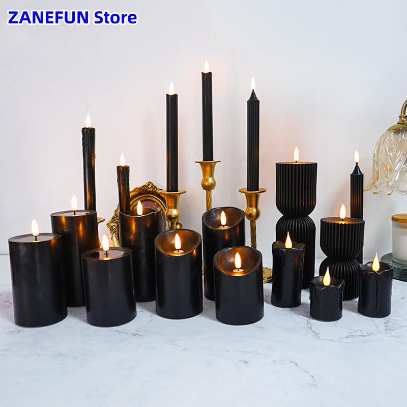 Magic Black Series LED Candle Lights 3-Pack for Easter Halloween Mystery Games Bars Clubs Guiding and Decoration
