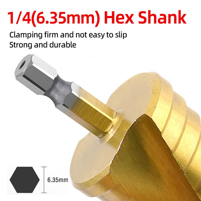 HSS Titanium Step Drill Bit Set For Metal Wood Punch Hole Cutter Conical Stage Stepped Drills Power Tools 3-12 4-12 4-20 4-32mm