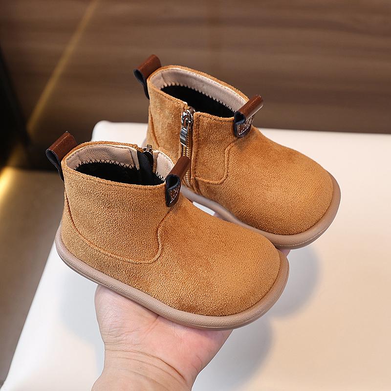 Autumn Winter Baby Boys Girls Boots Oxford Suede Children Casual Shoes Outdoor Anti-slip Infant Shoes Plush Kids Ankle Boots