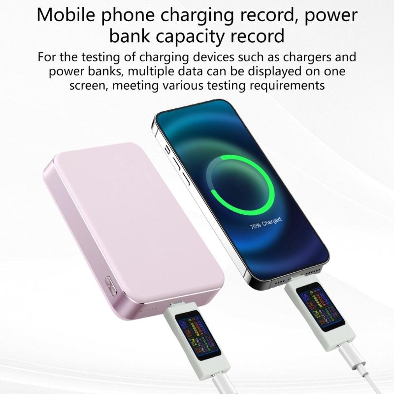 USB C Display Meter for Charging Data Review, Male to Female Type C Tool with 2 Way Monitoring Support for Daily Device Use at the Desk