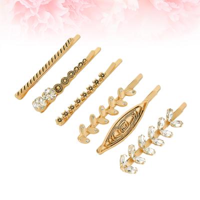 6 Pcs Hair Clips Set Decorative Diamonds Flower Hair Jewelry Bobby