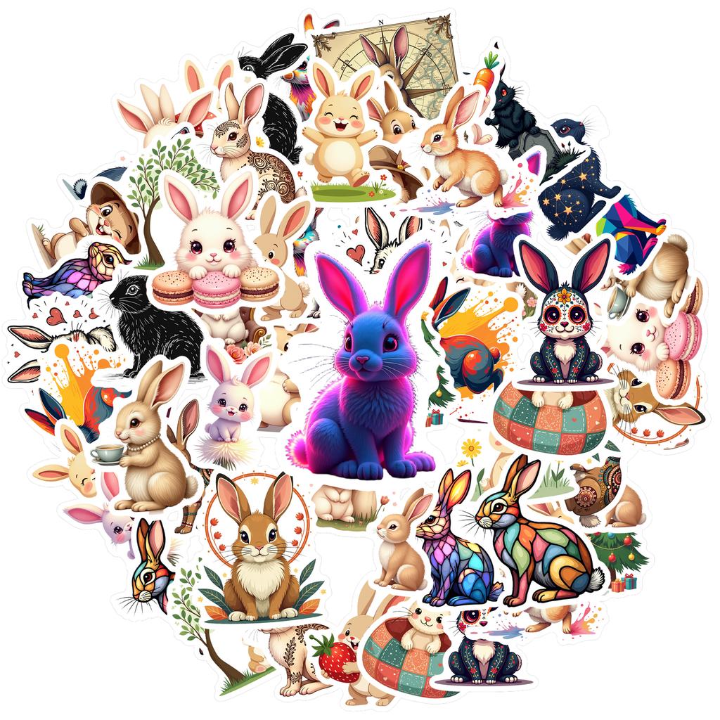 35-50pcs Cartoon Rabbit Stickers Kawaii Easter Bunny Graffiti Diy Laptop Decals Decoration Stiker Reward Stationery