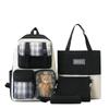 Schoolbag new canvas student schoolbag Korean version plaid four-piece set junior high school campus casual backpack large capacity backpack