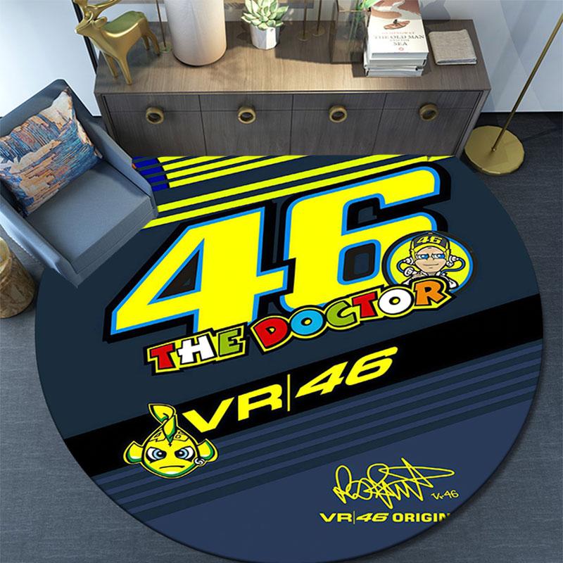 VR46 pattern round rug,Carpet Rug for Living Room Bedroom Playroom ,Non-slip Floor Mat,Holiday Gifts and Birthday Gifts.