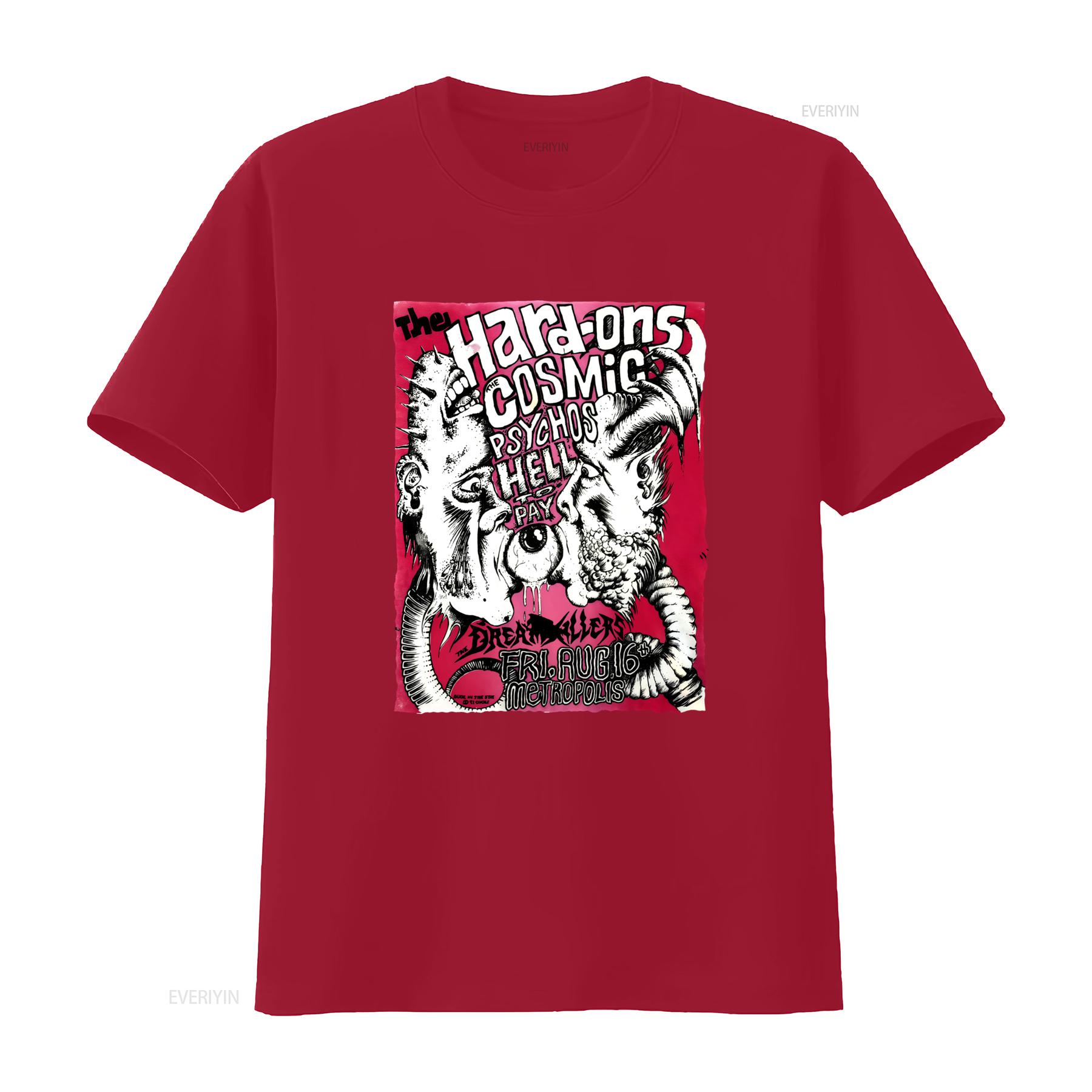 Vintage 1991 Hard Ons Cosmic Psychos Hell To Pay Rock Band T Shirt S 4XL LI1222 vintage Washed Unisex graphic Versatile S