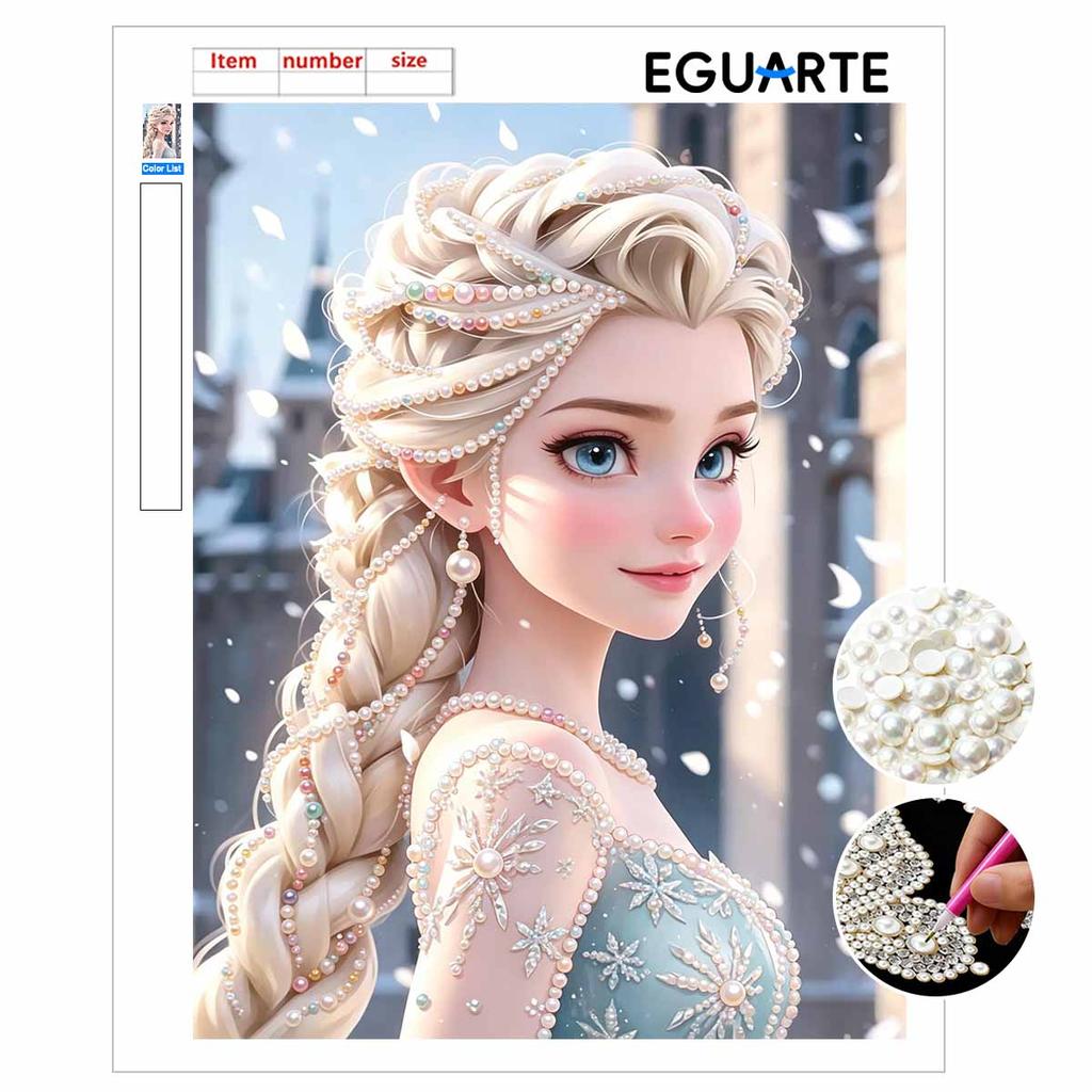 Disney Pearl Painting Queen Elsa DIY Pearl Art Painting Pearl Gem Painting Pictures Crafts Special Shape Home Wall Decoration