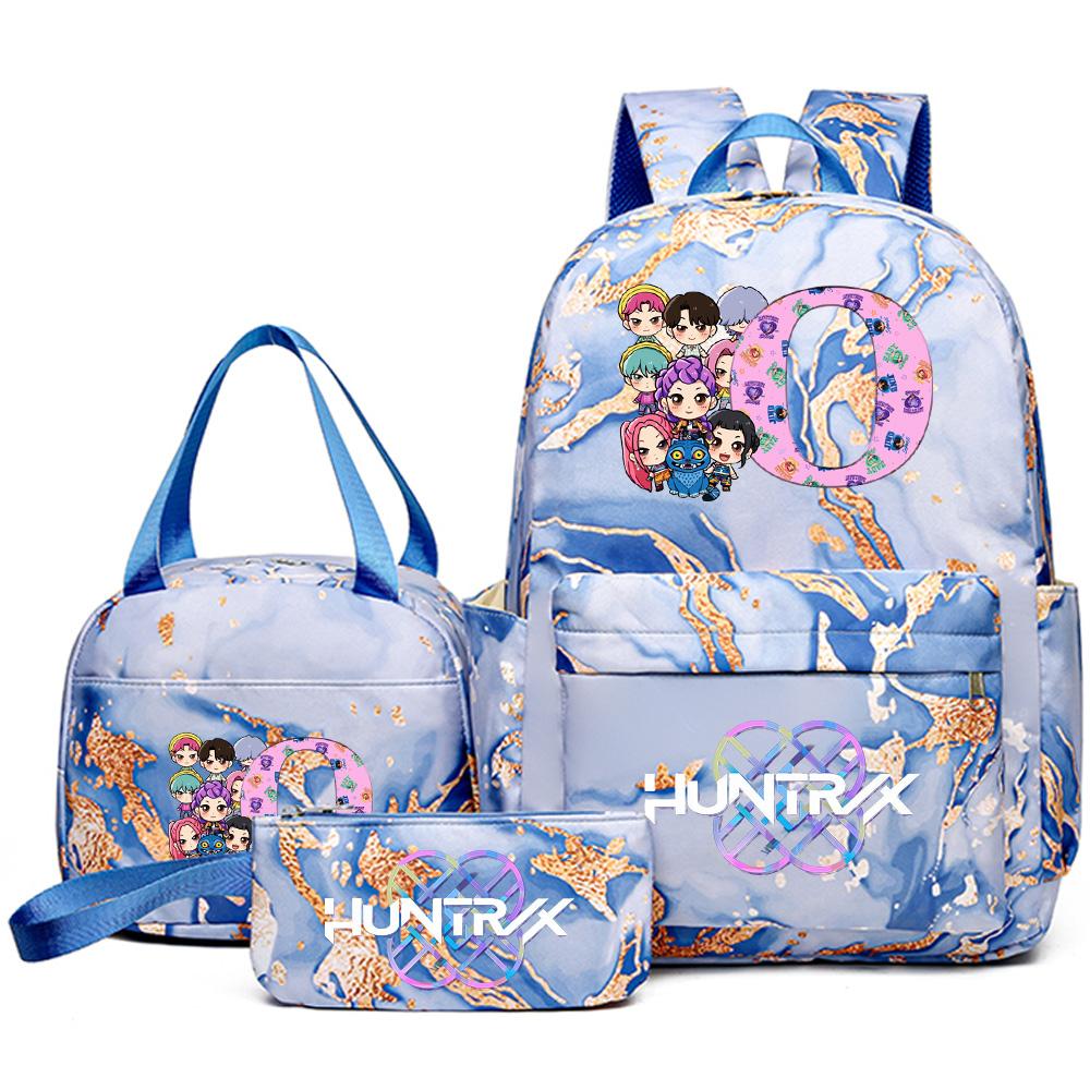 3Pcs/set 26 English Letter K-pop Printed Backpack Handbag Pencil Case for Teenager Student Girl Boy Bookbag Schoolbag Women Large Capacity Travel Bag