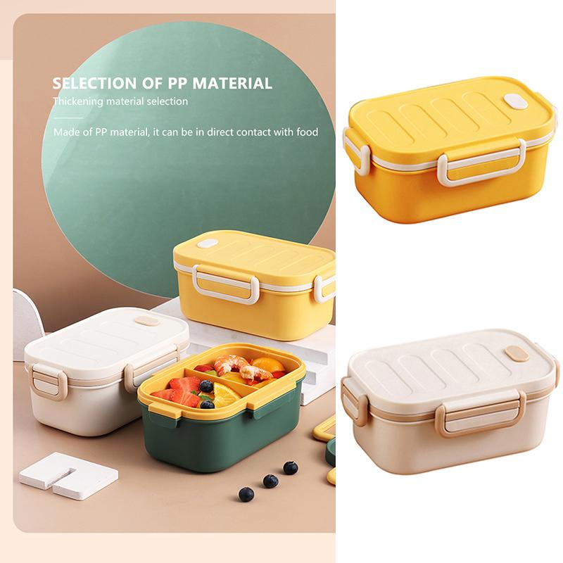 Double-Layer Two-Compartment Lunch Box PP Plastic Buckle Fresh-Keeping Box Portable Lunch Snack Box Microwave Ovens Safe