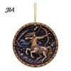 Hanging Home Ornament 2D Flat Pearl Painting Ornament, Double Sided Zodiac Theme Gem Decorative Pendant Art Craft, Rhinestone Beads Pattern