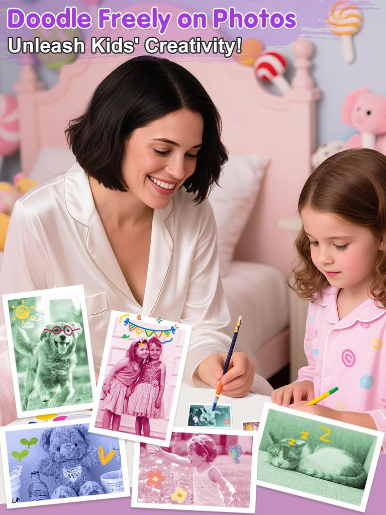 Rolo de Papel Refil para Câmera Infantil Revelação a Cores Vermelho Verde Azul, Câmera Térmica Instantânea Impressora de Fotos para Meninas Meninos Presentes de Aniversário Natal