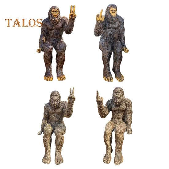 Middle Finger Sasquatch Figurine Resin Scissors Hands Savage Statue Sculpture Home Office Indoor Outdoor Garden Decoration Ornament