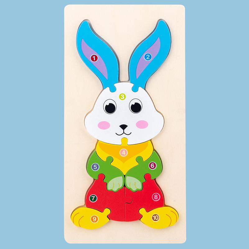 Big Size Cartoon Animal 3D Wooden Puzzle Jigsaw For Children Montessori Assemble Early Education Puzzle Game Toy Baby Gift