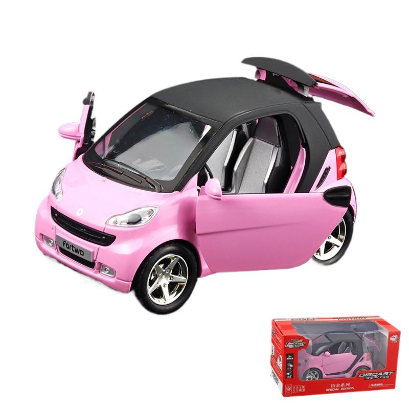 

1/32 Scale Simulation Benz Smart Alloy Model Car Metal Pull Back Door Openable Sound and Light Toy Children s Diecast Toy Car Gift for Boys розовый