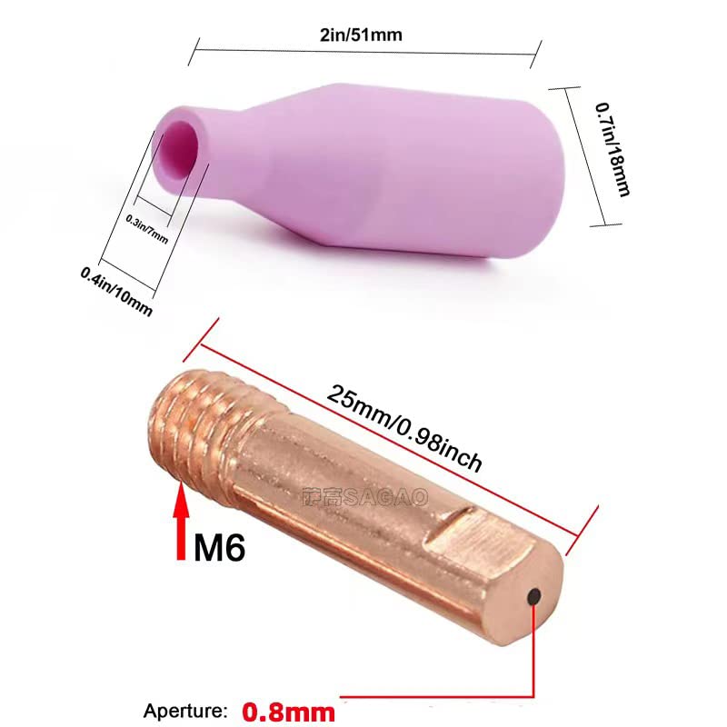 Yeoubi 21 piese set consumabile mașină de sudură duză vârf corp culoare dedicată cheie piese de reparație MIG100 MIG130 MIG160 MIG200 Arcury semi-automat