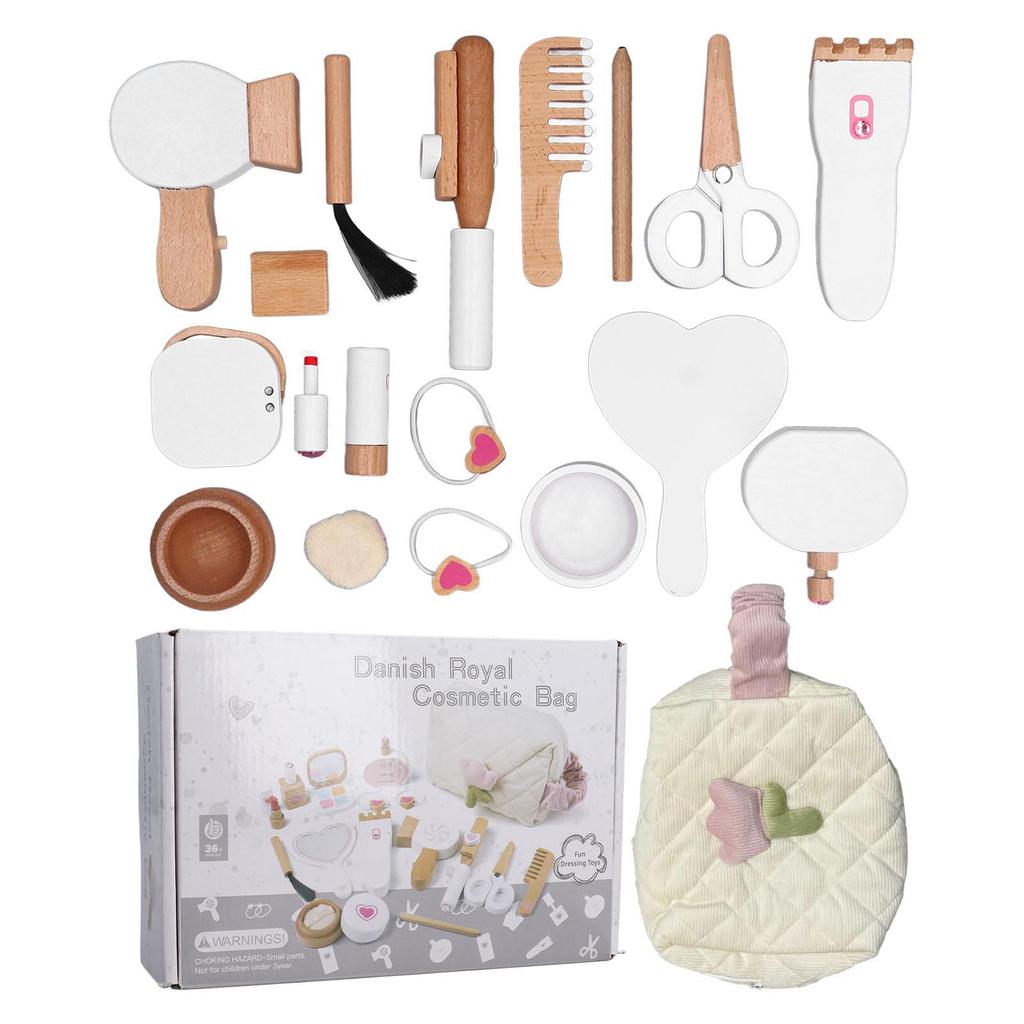 Wooden Makeup Toy Set Toddler Pretend Beauty Salon Set Interactive Fake Cosmetic Toy Kit for Girls