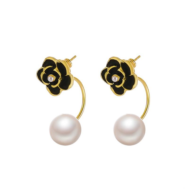 Boucles d'oreilles élégantes classiques à fleurs blanches, boucles d'oreilles rétro roses perle à clous pour femmes, bijoux, accessoires de mariage