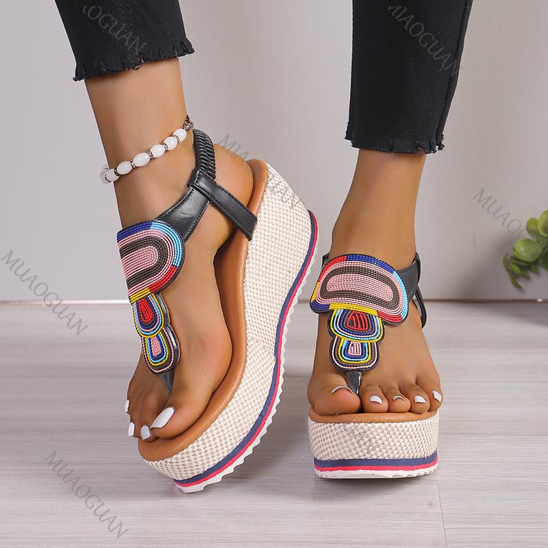 Fashion Women Sandal 2025 New Summer Fashion Shoes for Women Plus Size Open Toe Wedges Flip Flops Sandales Female Platform Roman Sandals