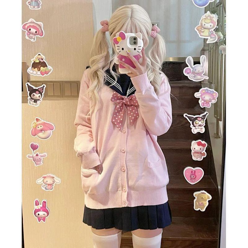 Japanese Sweater Autumn and Winter New Style Knitted Cardigan College Style Long-sleeved Effect Loose and Versatile Coat for Women