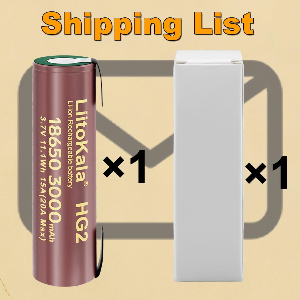 LiitoKala 18650 HG2 3000mAh 3.7V Lithium Battery, 20A Continuous Discharge