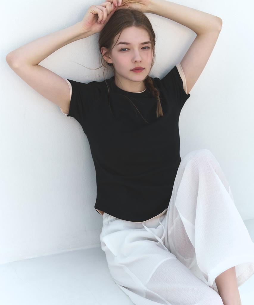 Deuloupisumeon Supima Silket Slim Short Sleeve T-Shirt [Beige]