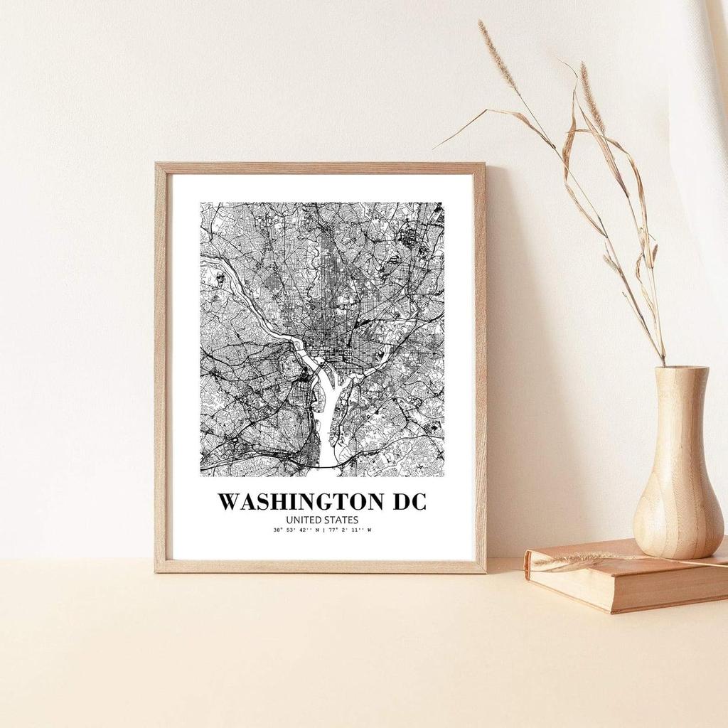 Eleville 8X10 Unframed Washington DC United States City View Abstract Road Modern Map Art Print Poster Wall Office Home Decor Minimalist Line Art