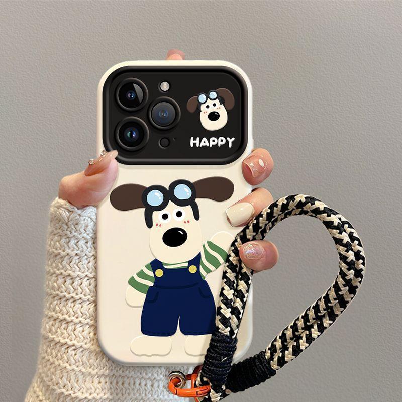 

Cute Cartoon Pilot Dog Silicone Phone Case, Kawaii Happy Shockproof Soft Cover for iPhone Apple 17