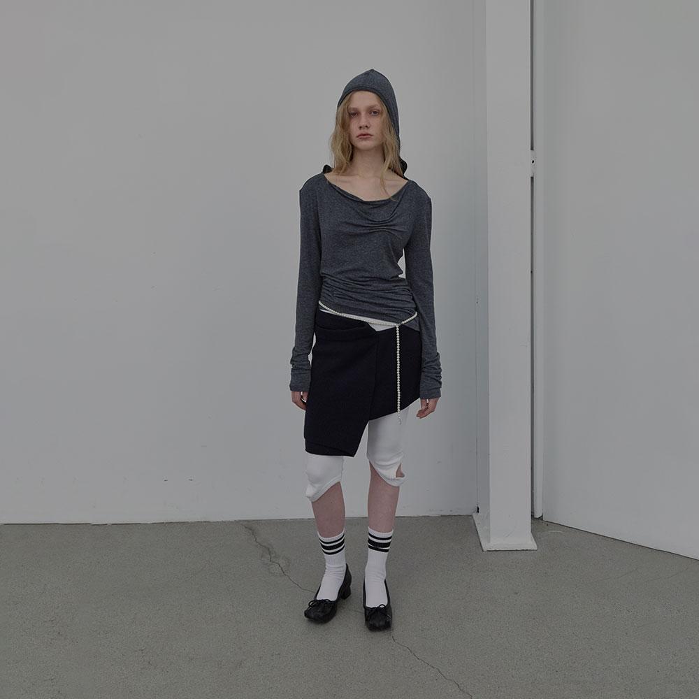 Dart-Detail Hoodie (Melange Gray)