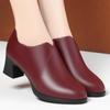 Women's Spring and Autumn Soft-soled Elegant Deep-cut Single Shoes, Comfortable PU Leather Shoes for Middle-aged and Elderly Mothers
