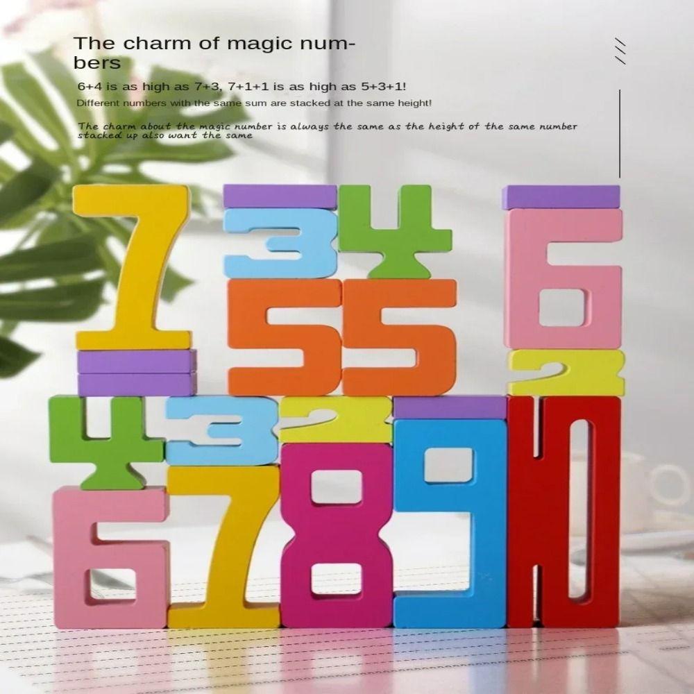 Wooden 3D Digital Puzzle Large Particle Stacking Blocks Digital Building Blocks Kids Gift