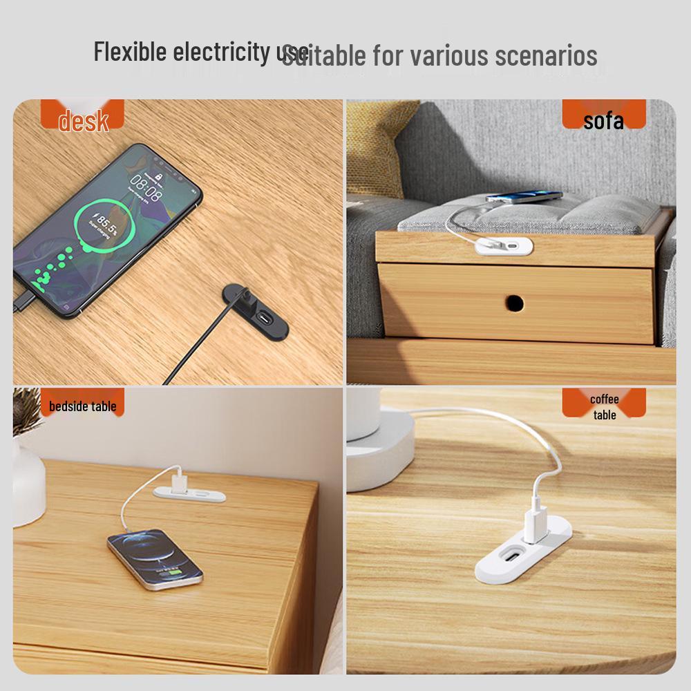 12V Embedded USB Type-C Charger for Coffee Table, Sofa, or Bedside Cabinet - Concealed Furniture Phone Charger.