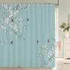 Flowers Birds Bath Curtain Waterproof Fabric Shower Curtains Floral Leaves Landscape Printing Bathroom Screen Home Decoration