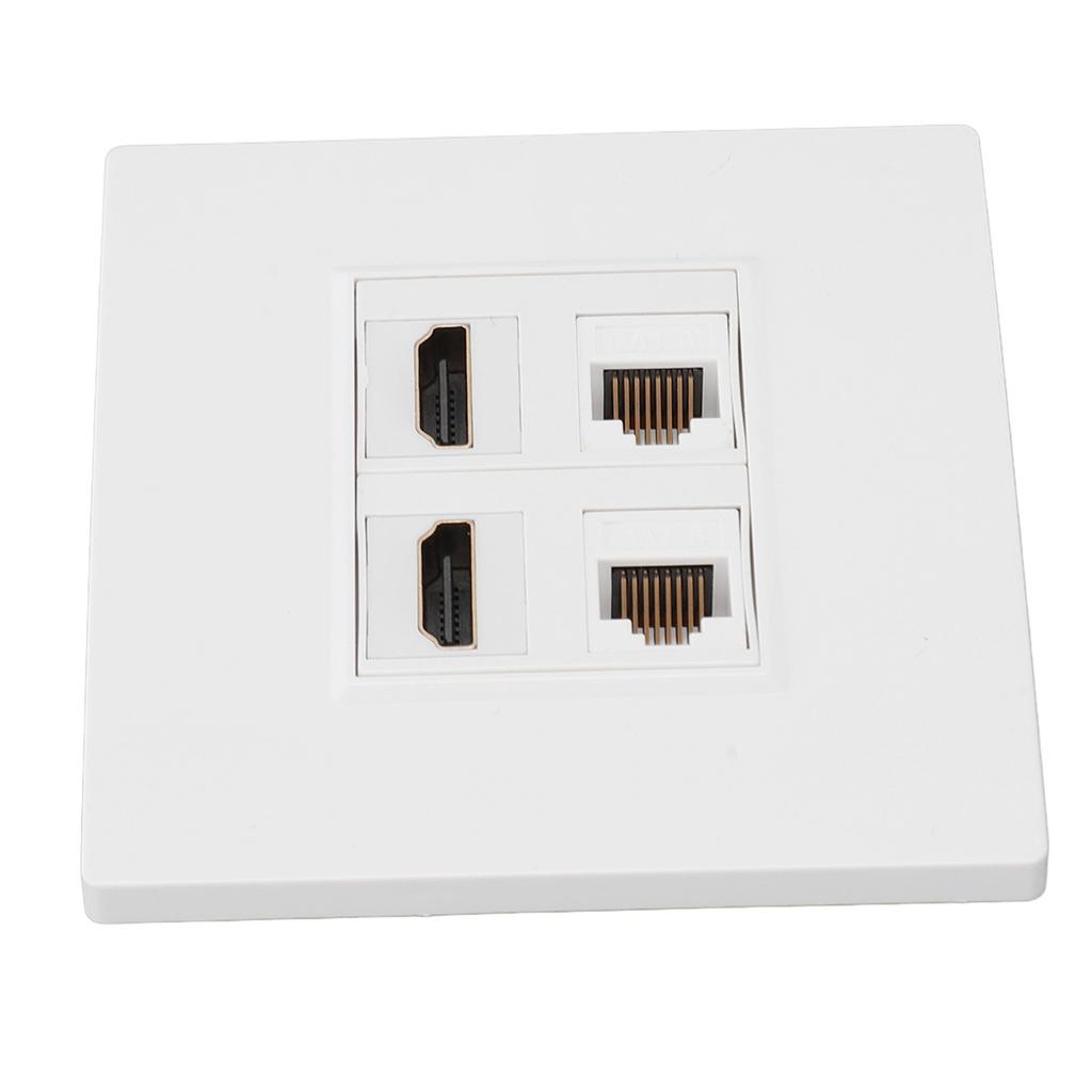 Cat6 HD Multimedia Interface Wandplatte Gigabit 4K HD Kabel 4 Port Ethernet Wandplatte für Computer Fernseher Festplatten