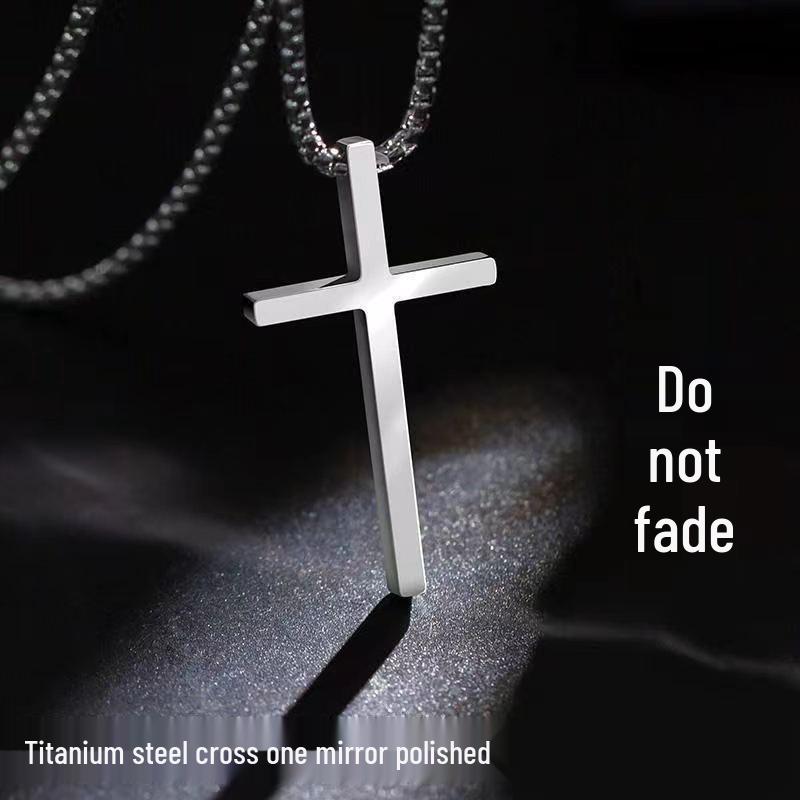 Colier Cruce din Oțel Titan pentru Bărbați - Versatil, Nu se Decolorează, Accesoriu Lanț Lung pentru Pulover.