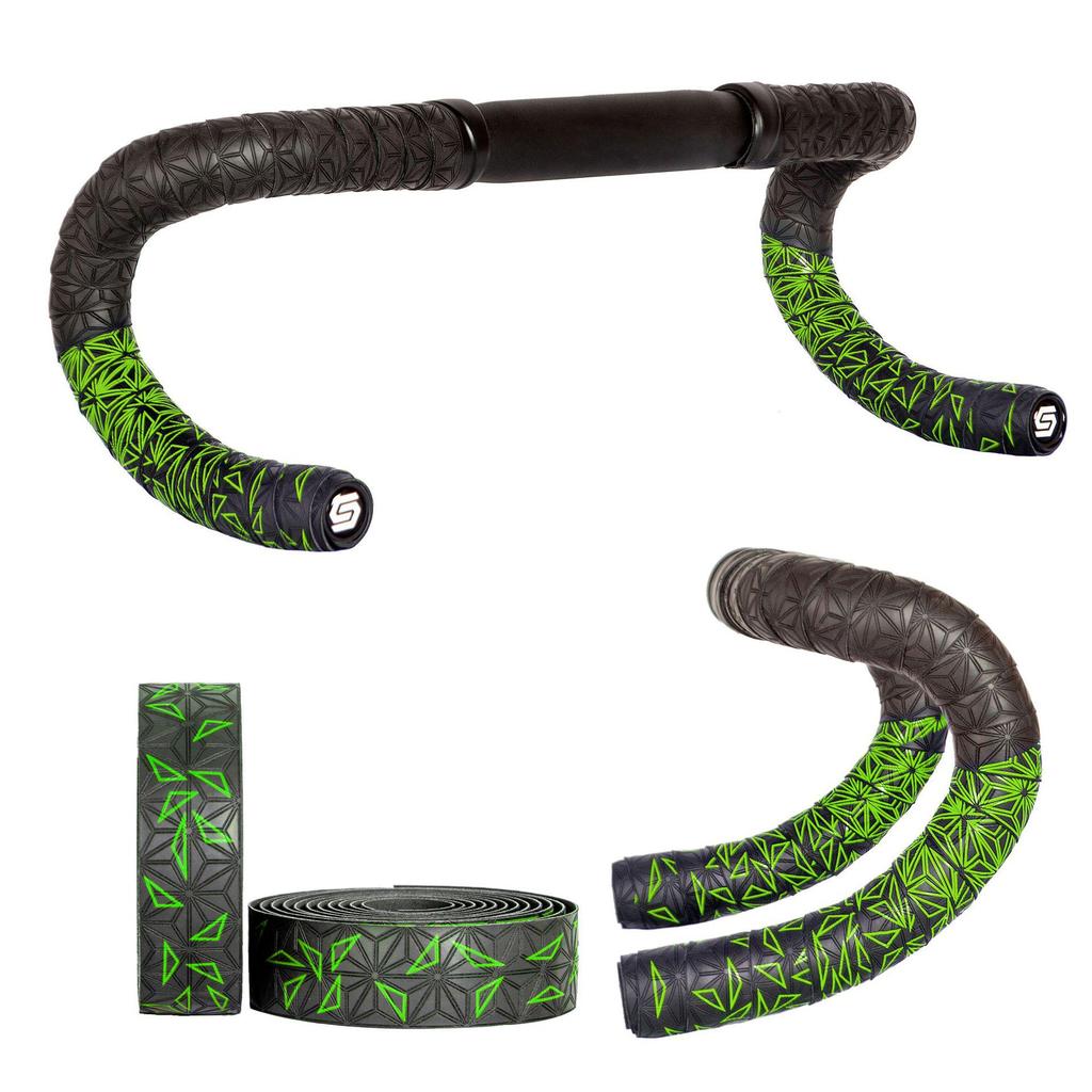 Chrysanthemum Pattern Shock-Absorbing Gradient Bicycle Handlebar Tape - Breathable, Two-Tone, Wear-Resistant PU for Road Bikes.