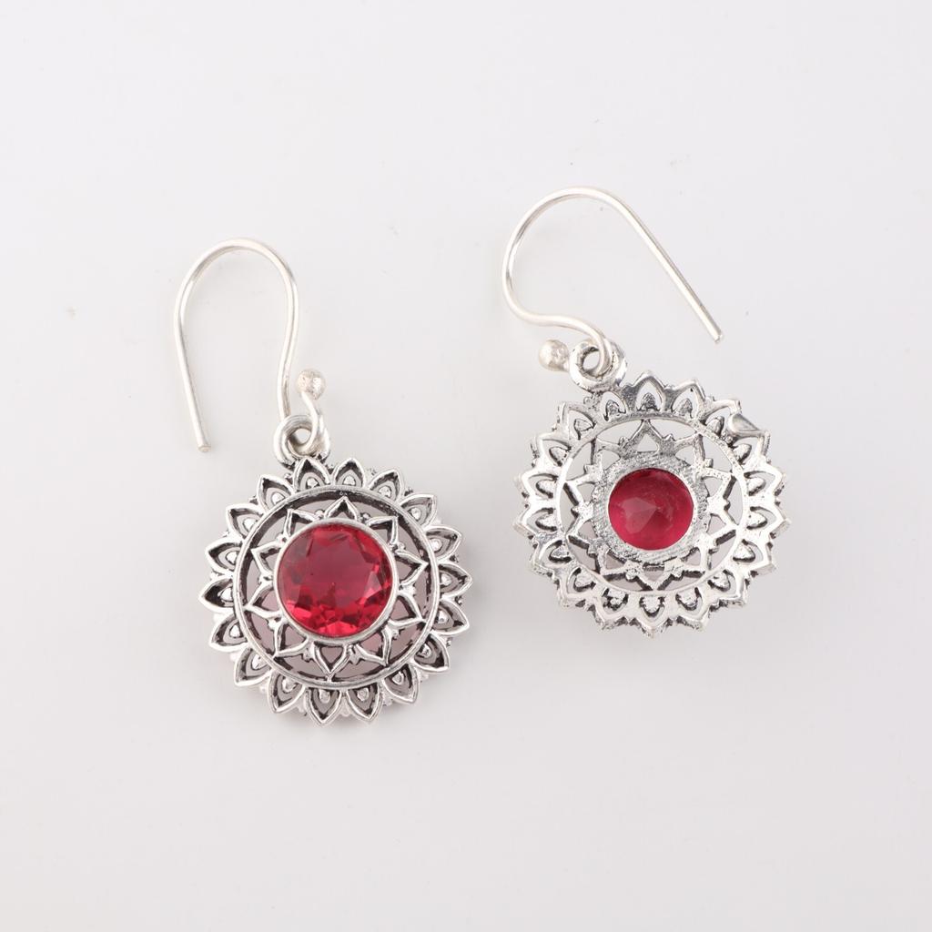 Pink Tourmaline Gemstone 925 Sterling Silver Jewelry Drop/Dangle Earrings 1.57" CE-19-1