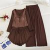 Women's Four-Piece Camisole Pajama Set with Built-in Bra, All-Season Modal Sleepwear