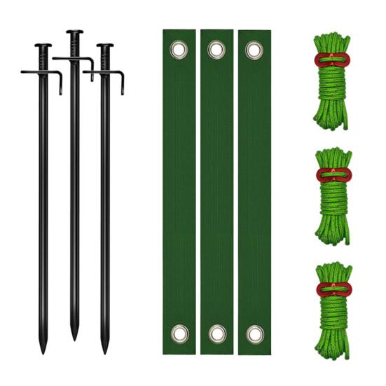 Tree Stake Kit Heavy Duty Young Trees Supports Against Bad Weather Tree Staking Kit with Ground Stakes 4m Ropes Tree Ties for Leaning Trees