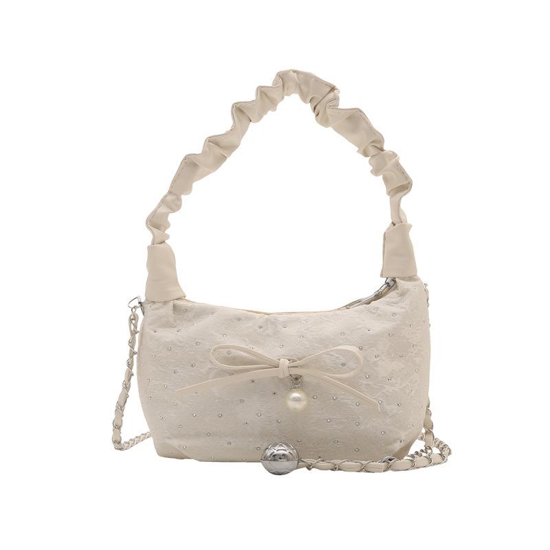 Premium Achseltasche Neue Schleife Ein Schulter Crossbody Damen Tasche Mode Handgefaltete Knödeltasche Perle