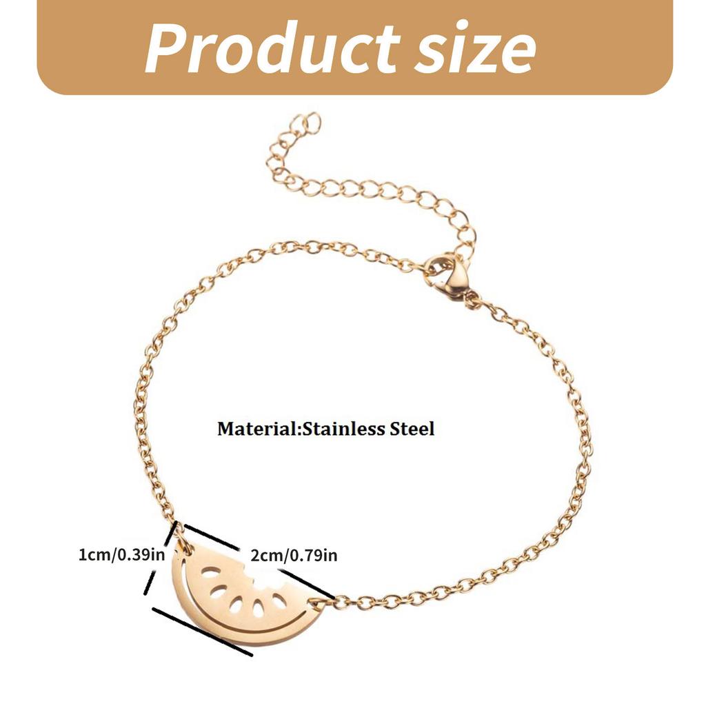 Fashionable Watermelon Charm Bracelet Stainless Steel Handchain Adjustable Length Wristchain Accessory for Women