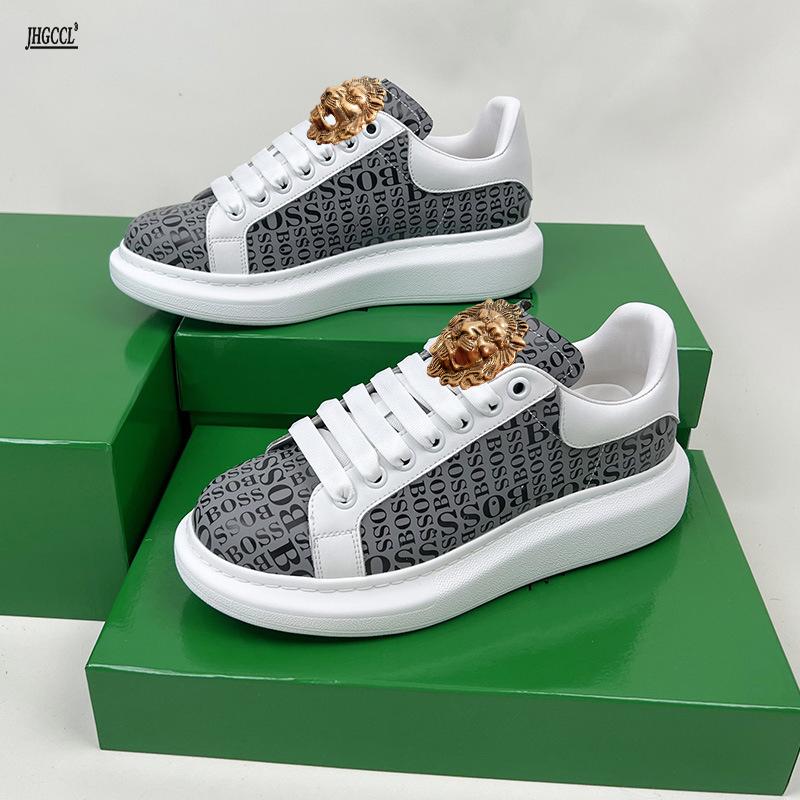 High-end genuine leather men's casual shoes with low heel, casual leather surface sports shoes, thick-soled men's shoes A1