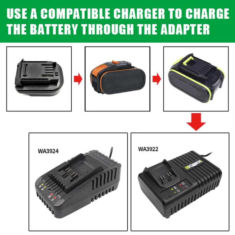 ZWINCKY Battery Adapter For Worx 20v Orange Small Foot Board Electric Conversion To Green Big Foot Board Battery Tools With USB