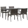 VidaXL Garden Dining Set 5 Pcs Cushions Wicker Steel 3186977