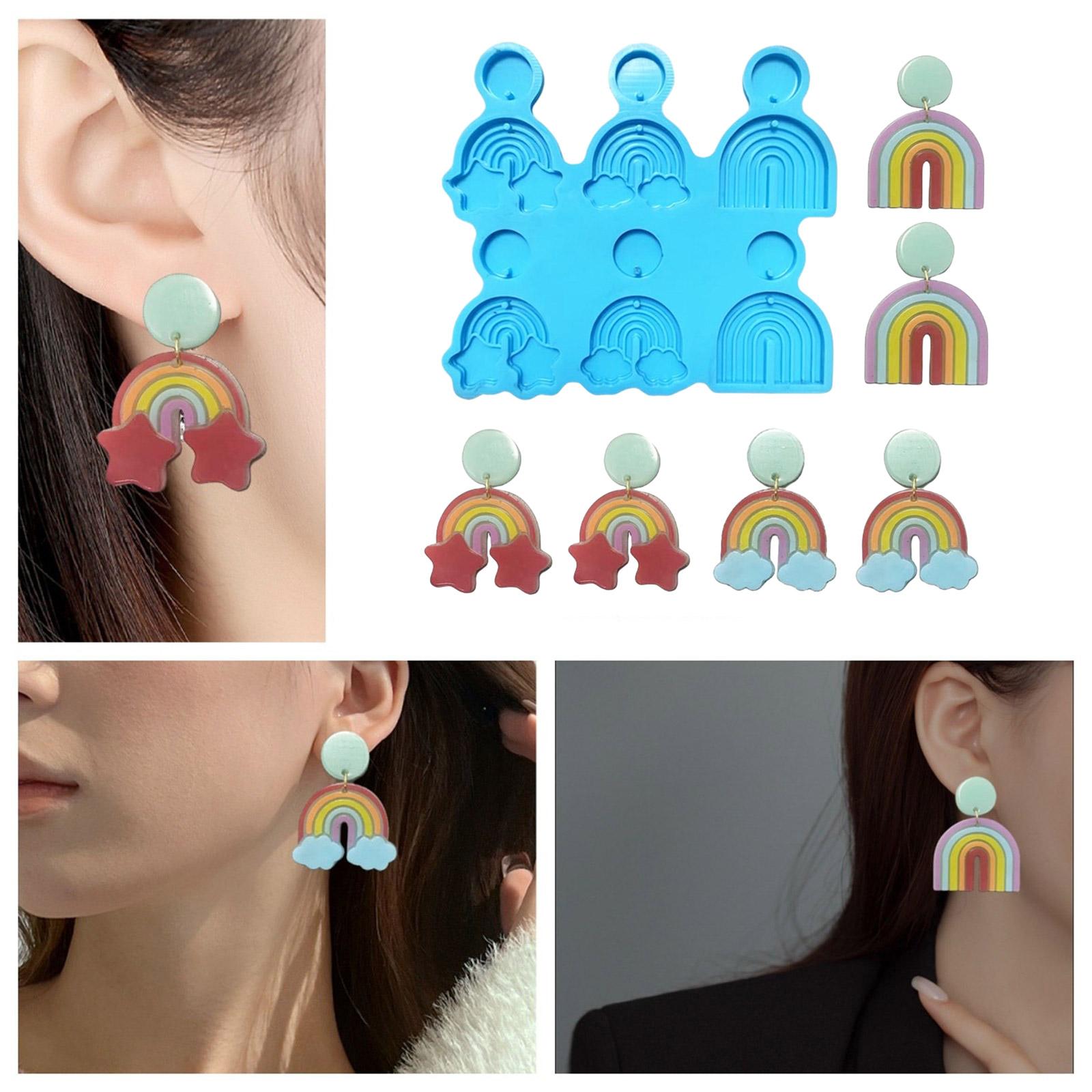 

Silicone Mold for Earring Pendant Resin Molds Rainbow Keychain Charm Epoxy Casting Mold Clay Mold Craft DIY Jewelry Mold