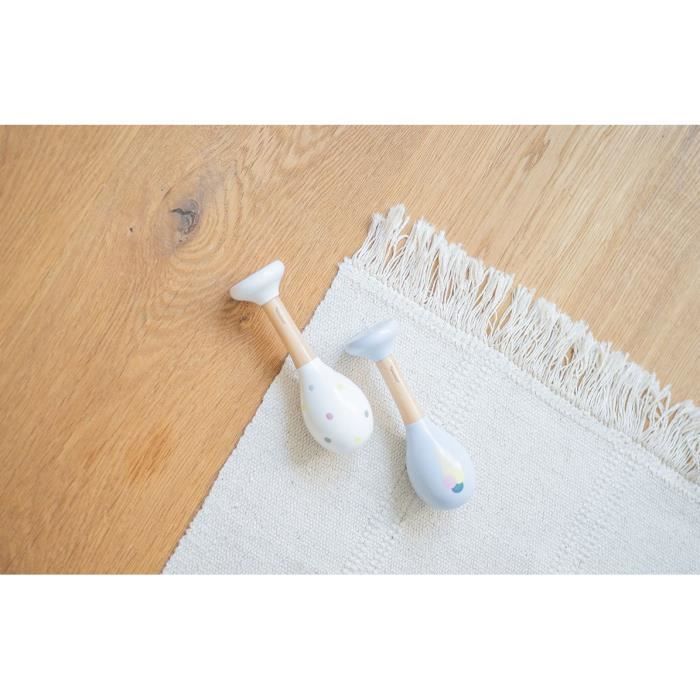 Hochets en bois - kindsgut - set de 2 - bois - 6 mois et plus - bleu clair