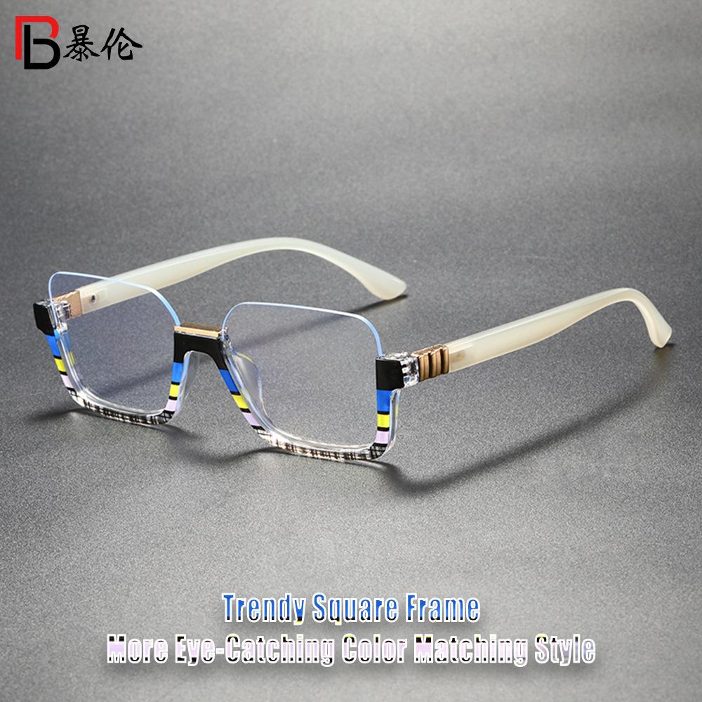 New colorful frame, large frame shows face, thin anti-blue light flat glasses, European and American fashion high-end sense plain glasses frame