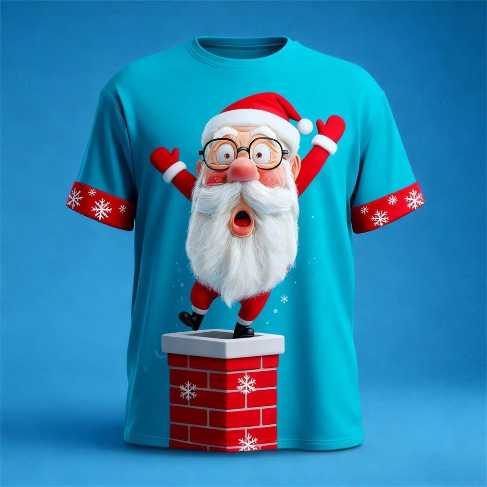 T-shirt da uomo estiva girocollo con stampa 3D