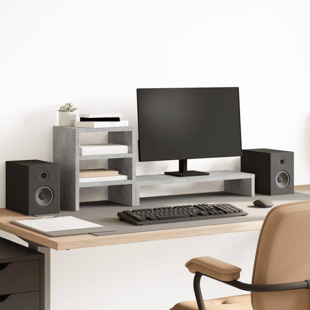 Vidaxl Monitor Stand with Organizer, Concrete Gray