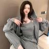 Age-Defying Slim Fit Women's Spring & Autumn Korean Fashion Hooded Three-Piece Running Set